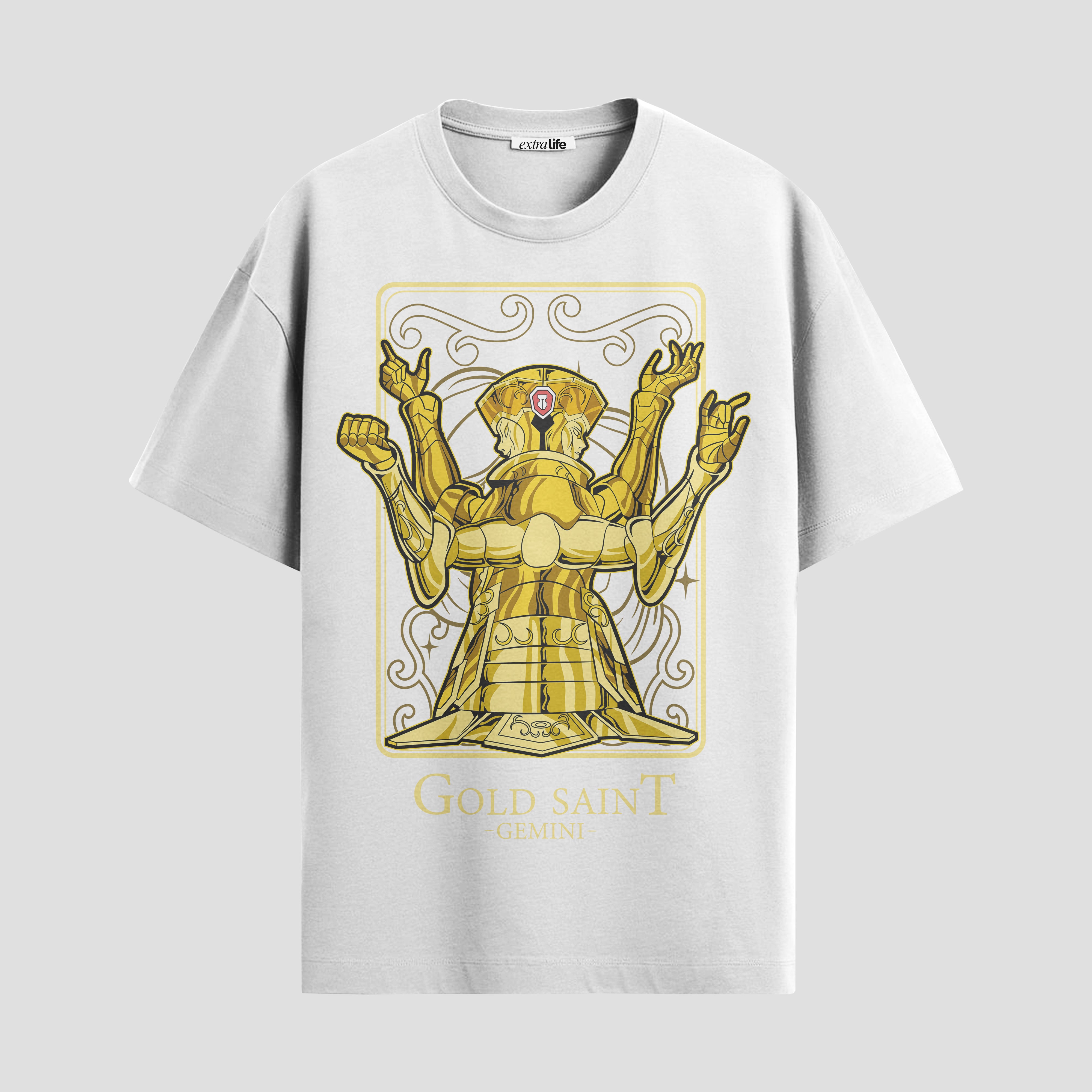 Playera urbana de anime y gaming ExtraLife MX, corte Standard Fit unisex ligero y transpirable en color Deep Black y Pure White, ropa de uso diario para gym y casual.