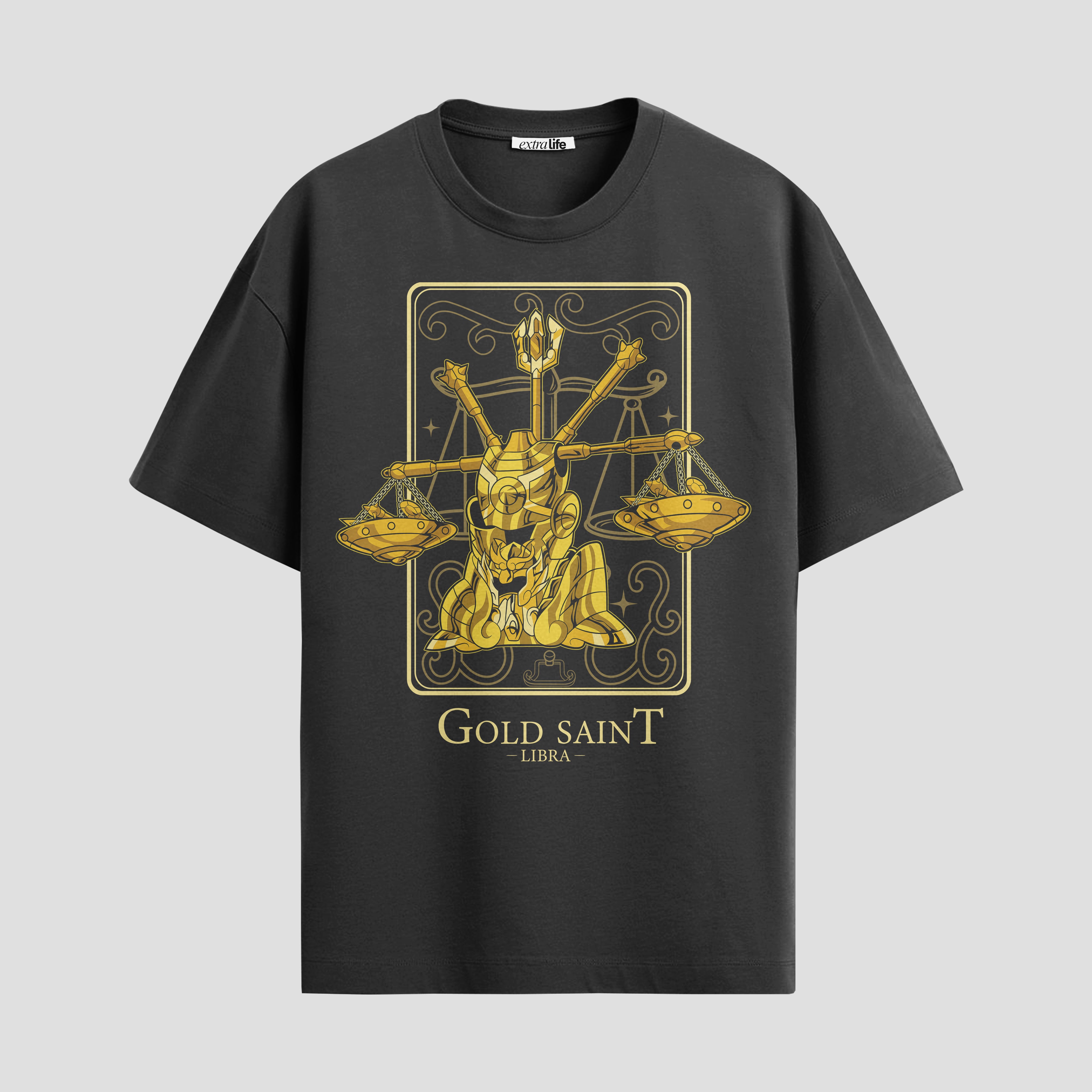 Playera urbana de anime y gaming ExtraLife MX, corte Standard Fit unisex ligero y transpirable en color Deep Black y Pure White, ropa de uso diario para gym y casual.