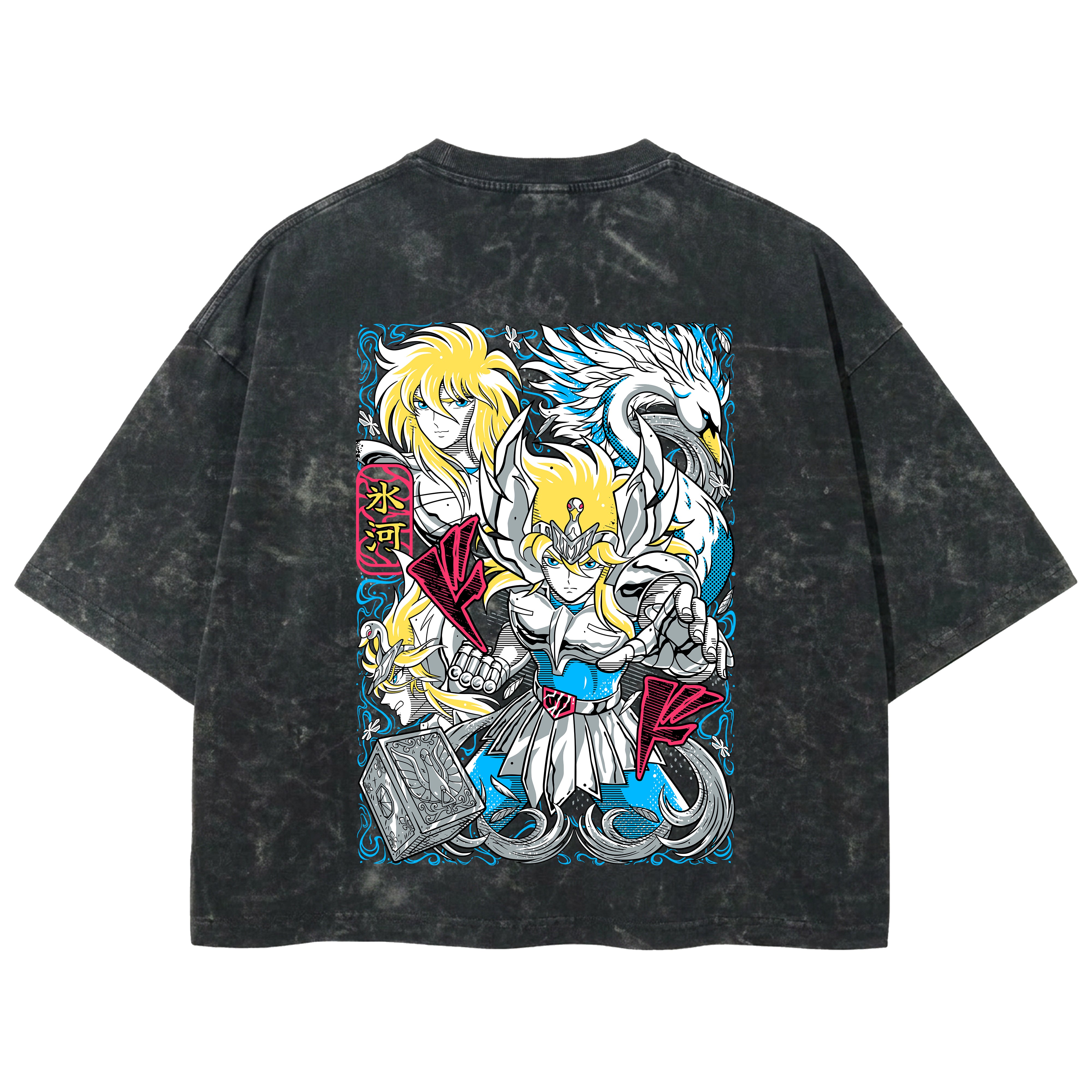 Playera streetwear premium de anime y gaming ExtraLife MX, corte boxy deluxe mineral wash heavyweight en color Acid Wash, moda urbana mexicana de culto.