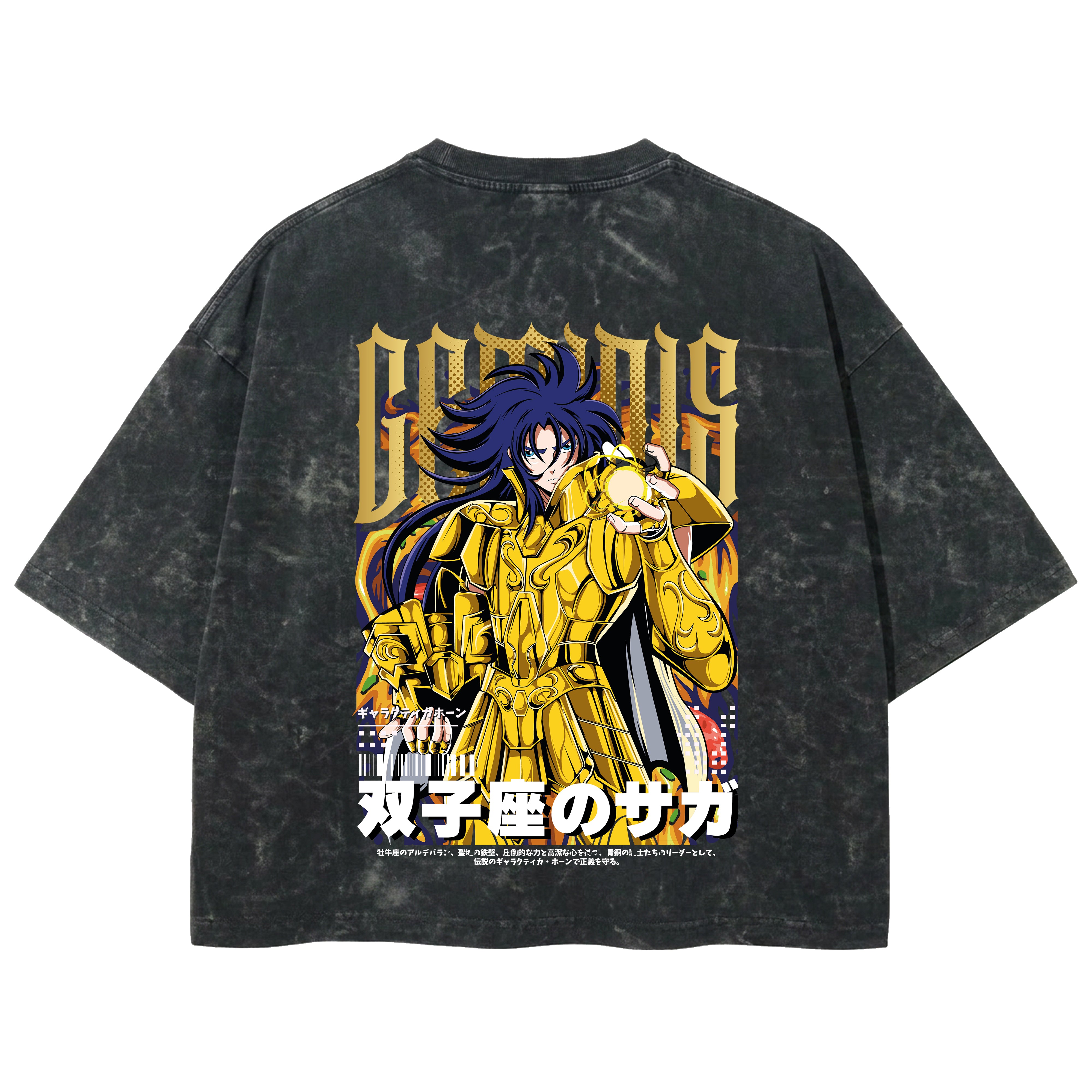 Playera streetwear premium de anime y gaming ExtraLife MX, corte boxy deluxe mineral wash heavyweight en color Acid Wash, moda urbana mexicana de culto.