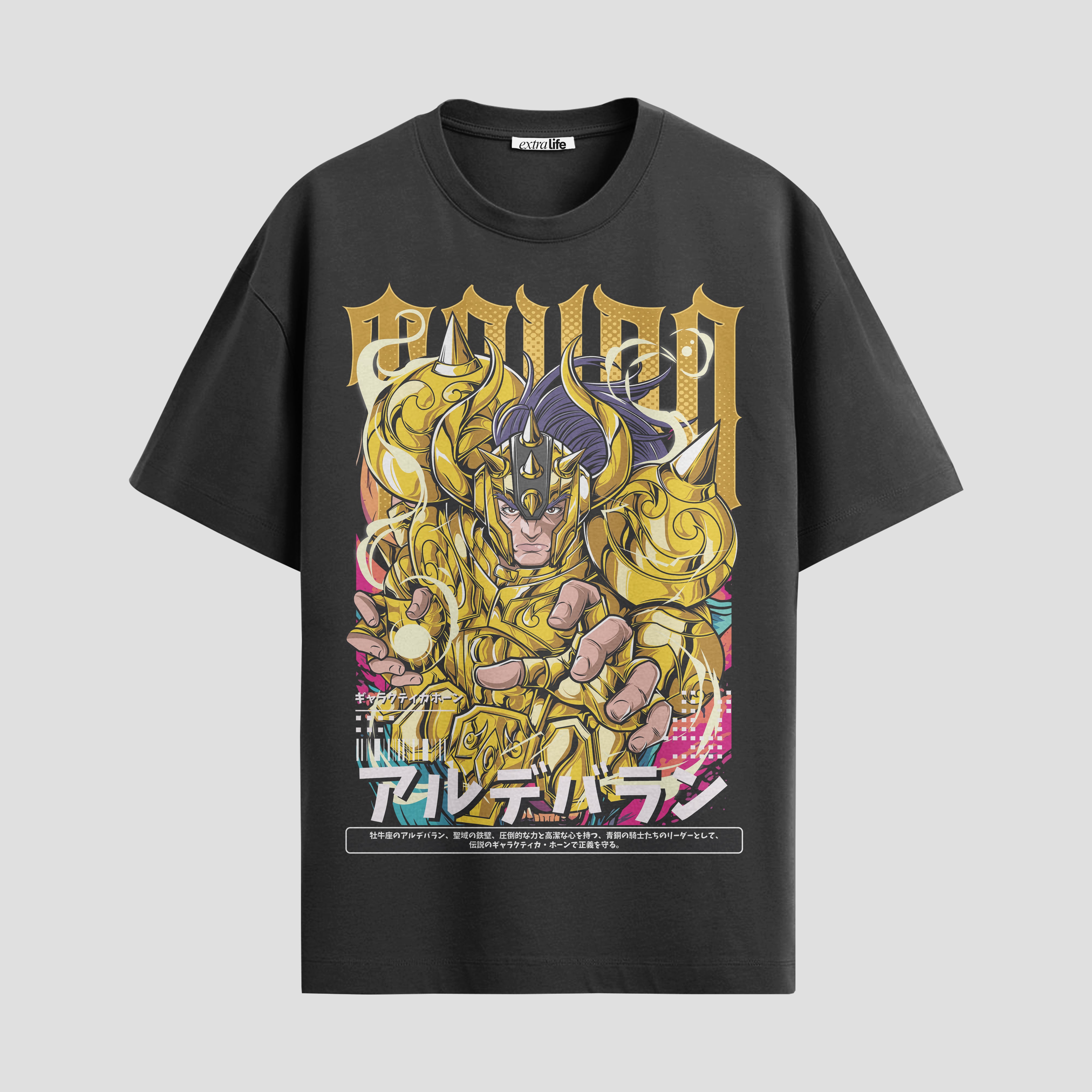 Playera urbana de anime y gaming ExtraLife MX, corte Standard Fit unisex ligero y transpirable en color Deep Black y Pure White, ropa de uso diario para gym y casual.