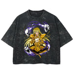 Playera streetwear premium de anime y gaming ExtraLife MX, corte boxy deluxe mineral wash heavyweight en color Acid Wash, moda urbana mexicana de culto.