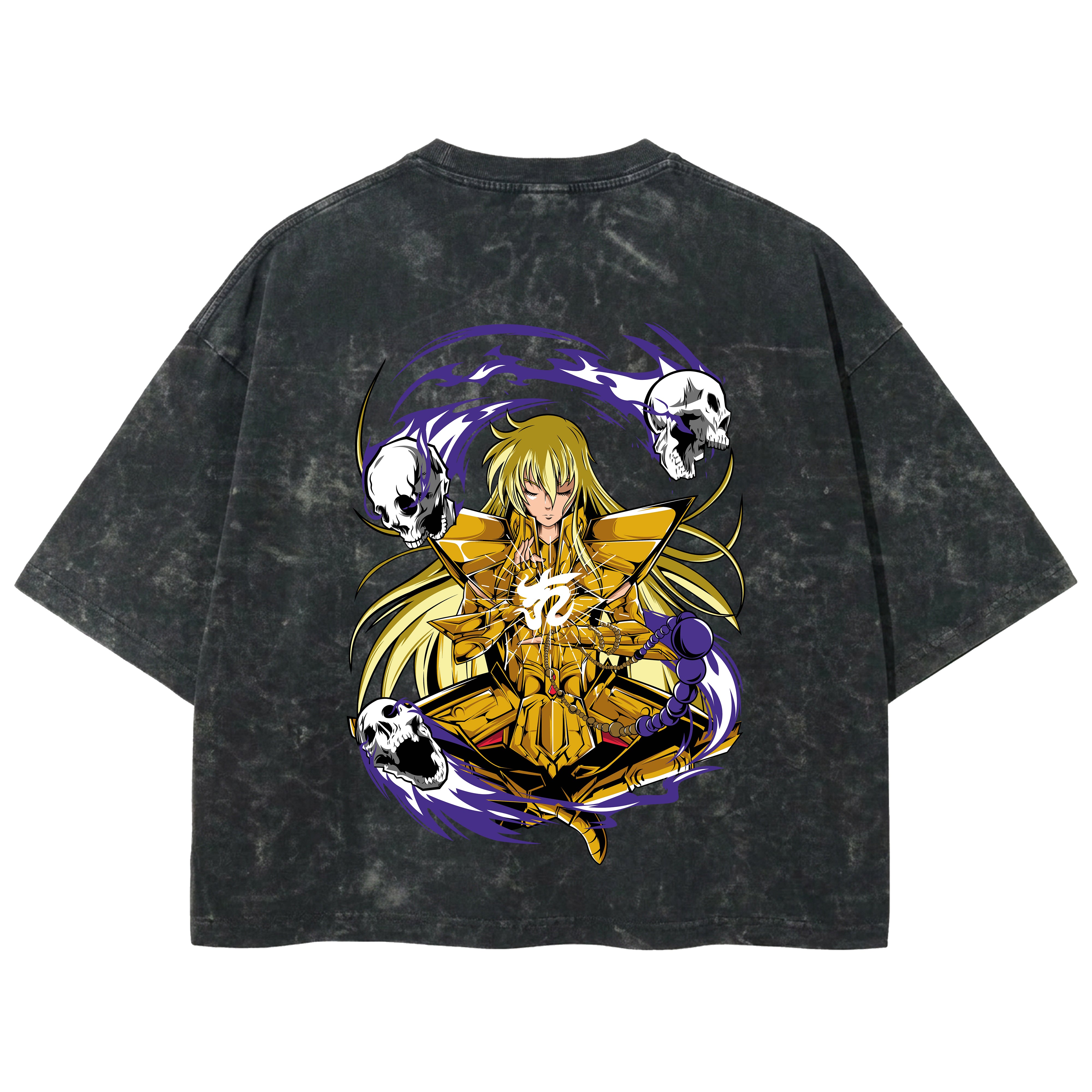 Playera streetwear premium de anime y gaming ExtraLife MX, corte boxy deluxe mineral wash heavyweight en color Acid Wash, moda urbana mexicana de culto.