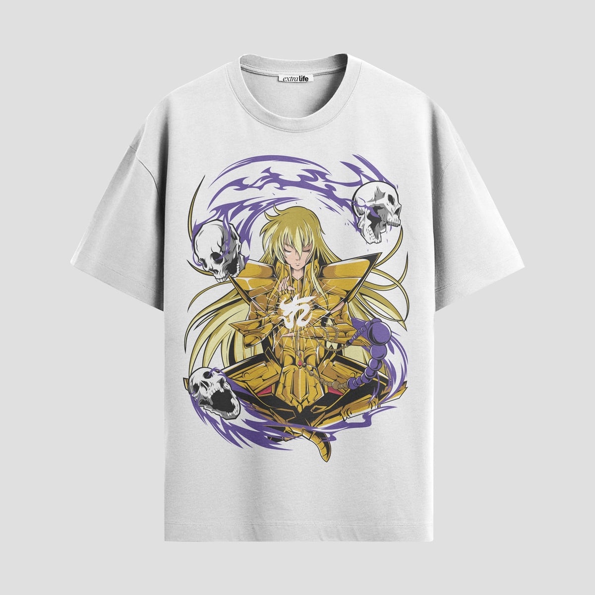 Playera urbana de anime y gaming ExtraLife MX, corte Classic Premium unisex ligero y transpirable en color Deep Black y Pure White, ropa de uso diario para gym y casual.