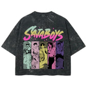 Playera streetwear premium de anime y gaming ExtraLife MX, corte boxy deluxe mineral wash heavyweight en color Acid Wash, moda urbana mexicana de culto.