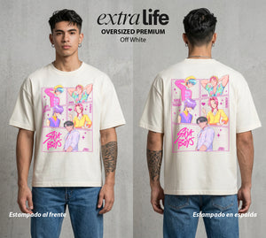 Chicos del Desierto | El Escuadrón del Oasis #04657 - Playera Oversized Premium | Off White - Foto en modelo