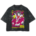 Playera streetwear premium de anime y gaming ExtraLife MX, corte boxy deluxe mineral wash heavyweight en color Acid Wash, moda urbana mexicana de culto.