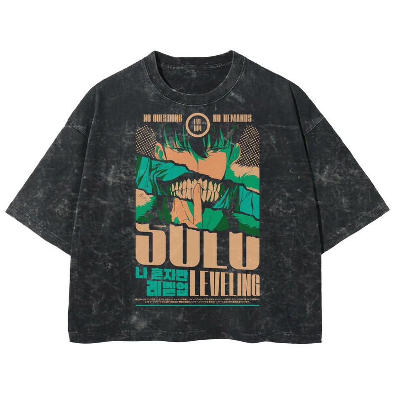 Playera streetwear premium de anime y gaming ExtraLife MX, corte boxy deluxe mineral wash heavyweight en color Acid Wash, moda urbana mexicana de culto.