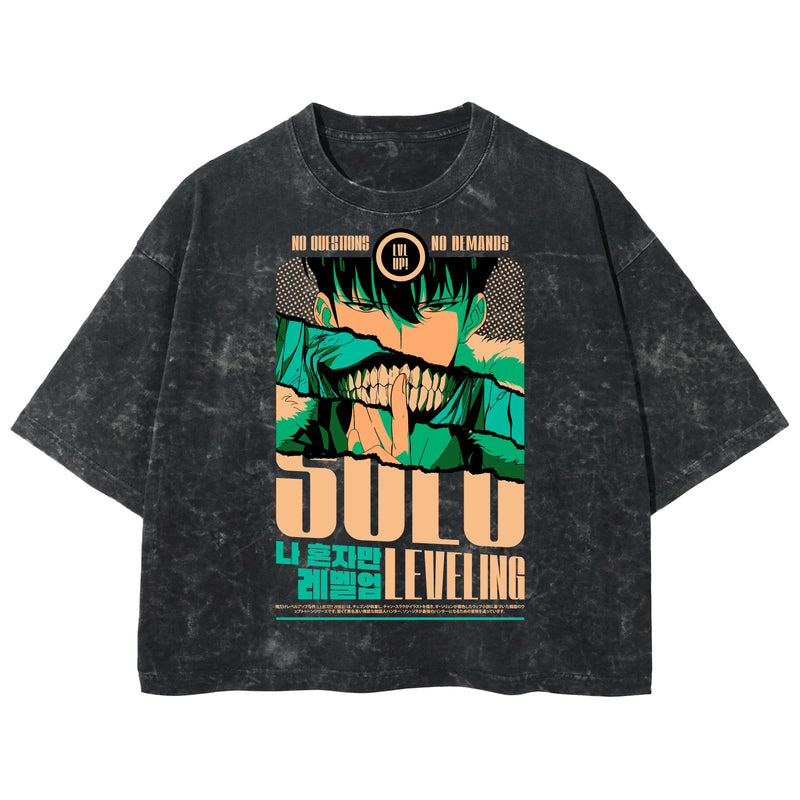 Playera streetwear premium de anime y gaming ExtraLife MX, corte boxy deluxe mineral wash heavyweight en color Acid Wash, moda urbana mexicana de culto.