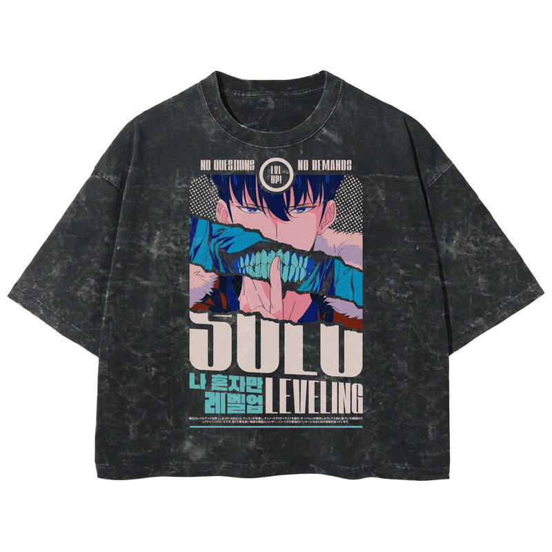 Playera streetwear premium de anime y gaming ExtraLife MX, corte boxy deluxe mineral wash heavyweight en color Acid Wash, moda urbana mexicana de culto.