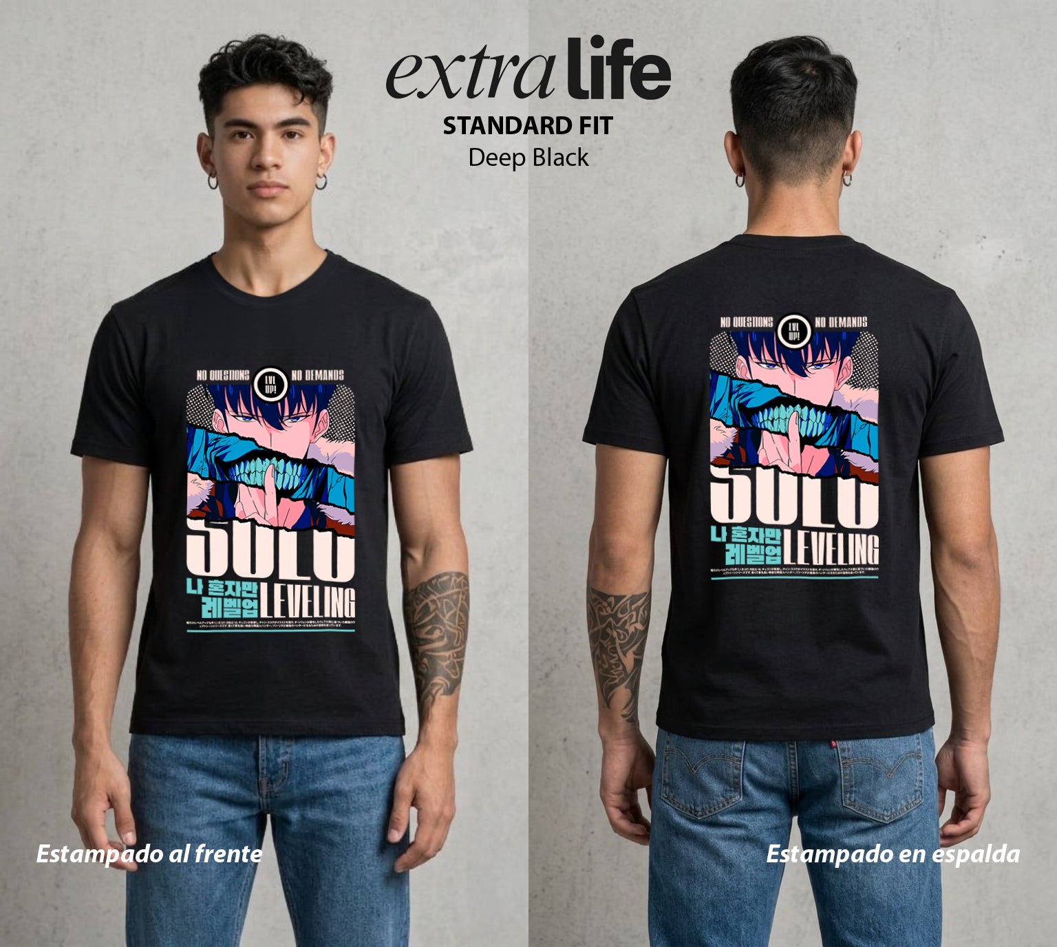 El Cazador en Ascenso | Más Allá del Límite #04668 - Playera Standard Fit | Deep Black - Foto en modelo