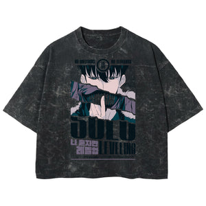 Playera streetwear premium de anime y gaming ExtraLife MX, corte boxy deluxe mineral wash heavyweight en color Acid Wash, moda urbana mexicana de culto.