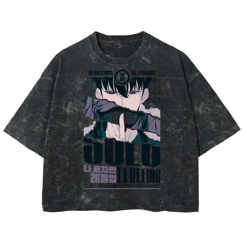Playera streetwear premium de anime y gaming ExtraLife MX, corte boxy deluxe mineral wash heavyweight en color Acid Wash, moda urbana mexicana de culto.
