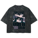 Playera streetwear premium de anime y gaming ExtraLife MX, corte boxy deluxe mineral wash heavyweight en color Acid Wash, moda urbana mexicana de culto.