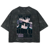 Playera streetwear premium de anime y gaming ExtraLife MX, corte boxy deluxe mineral wash heavyweight en color Acid Wash, moda urbana mexicana de culto.