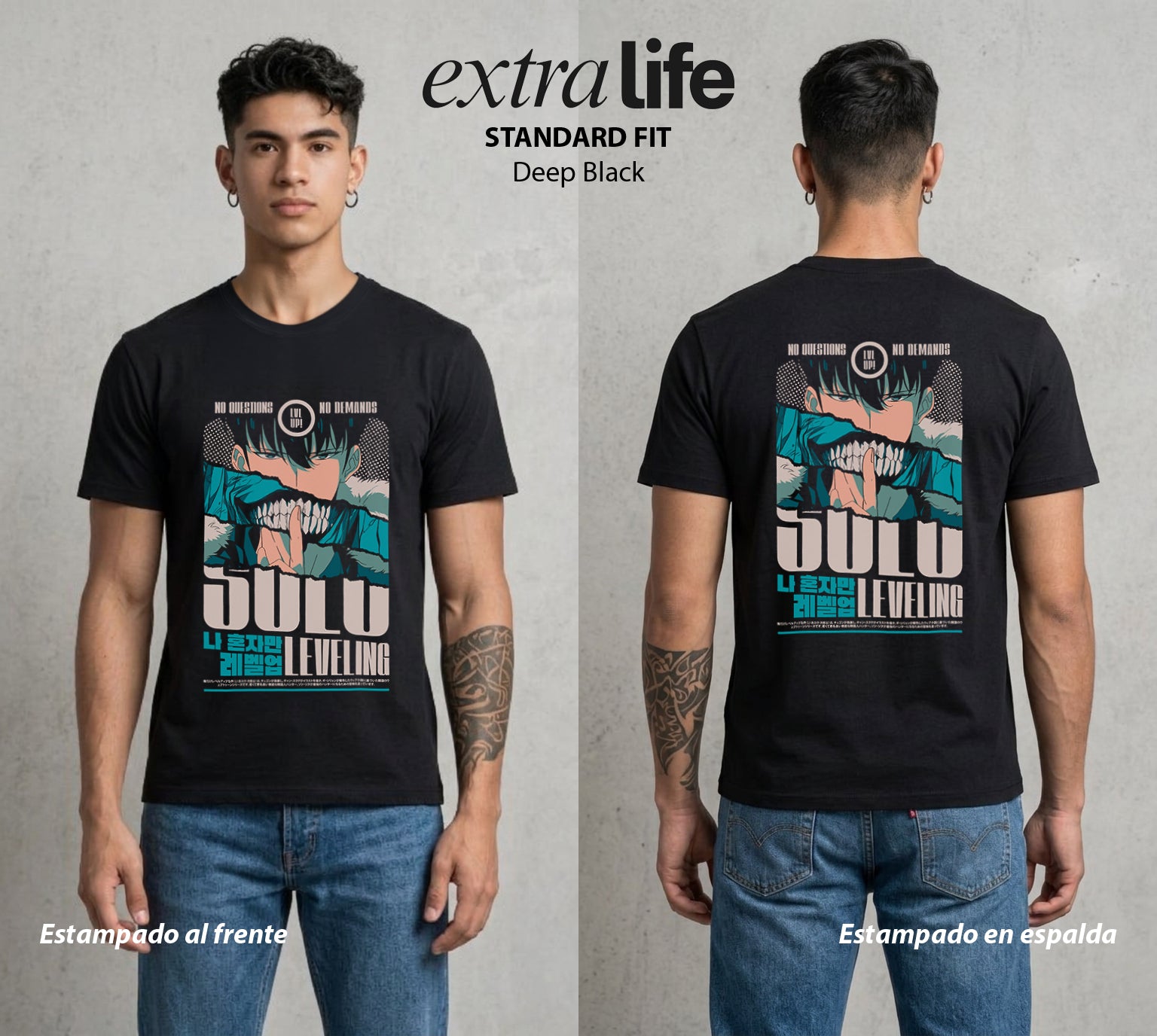 El Cazador en Ascenso | Oscuridad Suprema #04675 - Playera Standard Fit | Deep Black - Foto en modelo