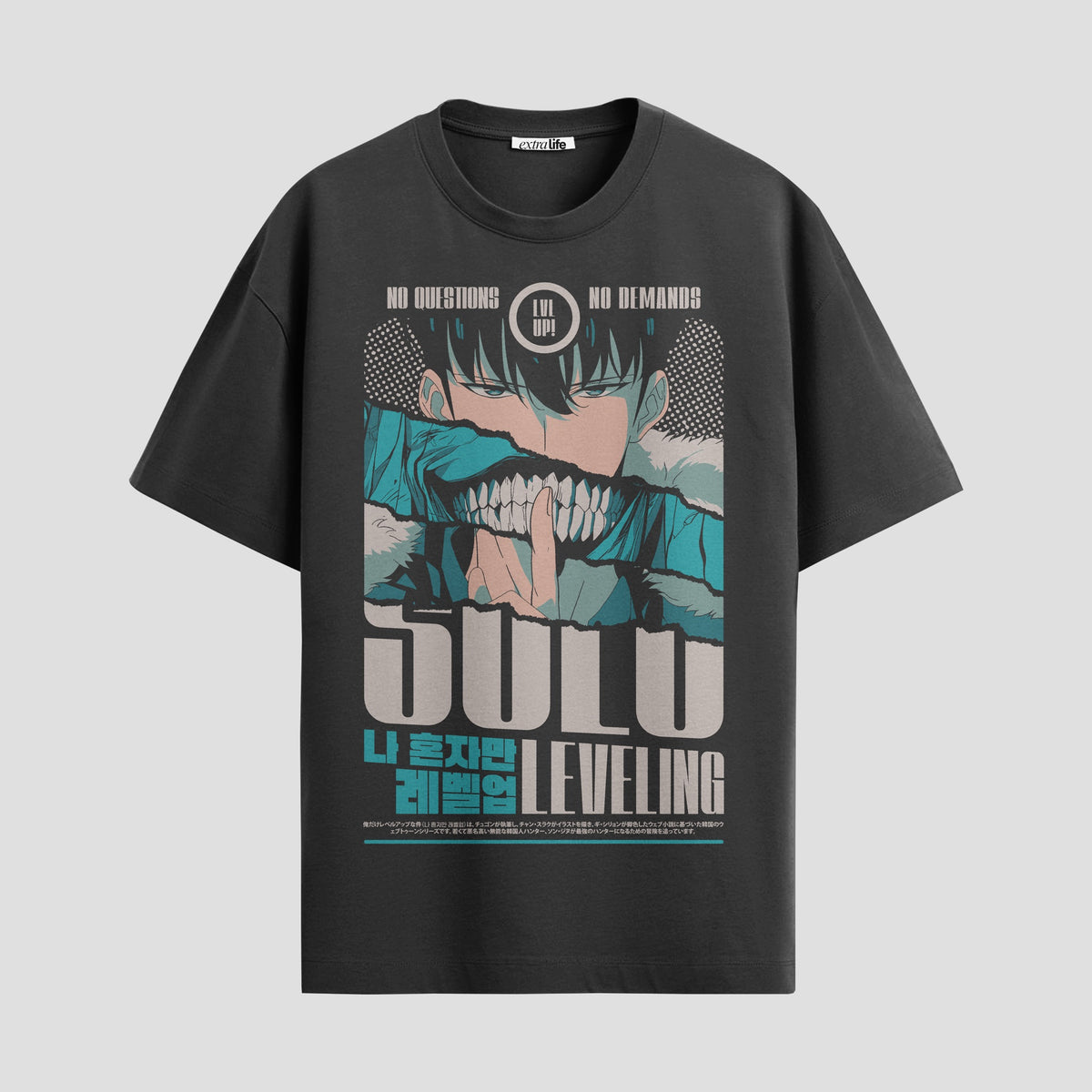Playera urbana de anime y gaming ExtraLife MX, corte Classic Premium unisex ligero y transpirable en color Deep Black y Pure White, ropa de uso diario para gym y casual.