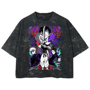 Playera streetwear premium de anime y gaming ExtraLife MX, corte boxy deluxe mineral wash heavyweight en color Acid Wash, moda urbana mexicana de culto.