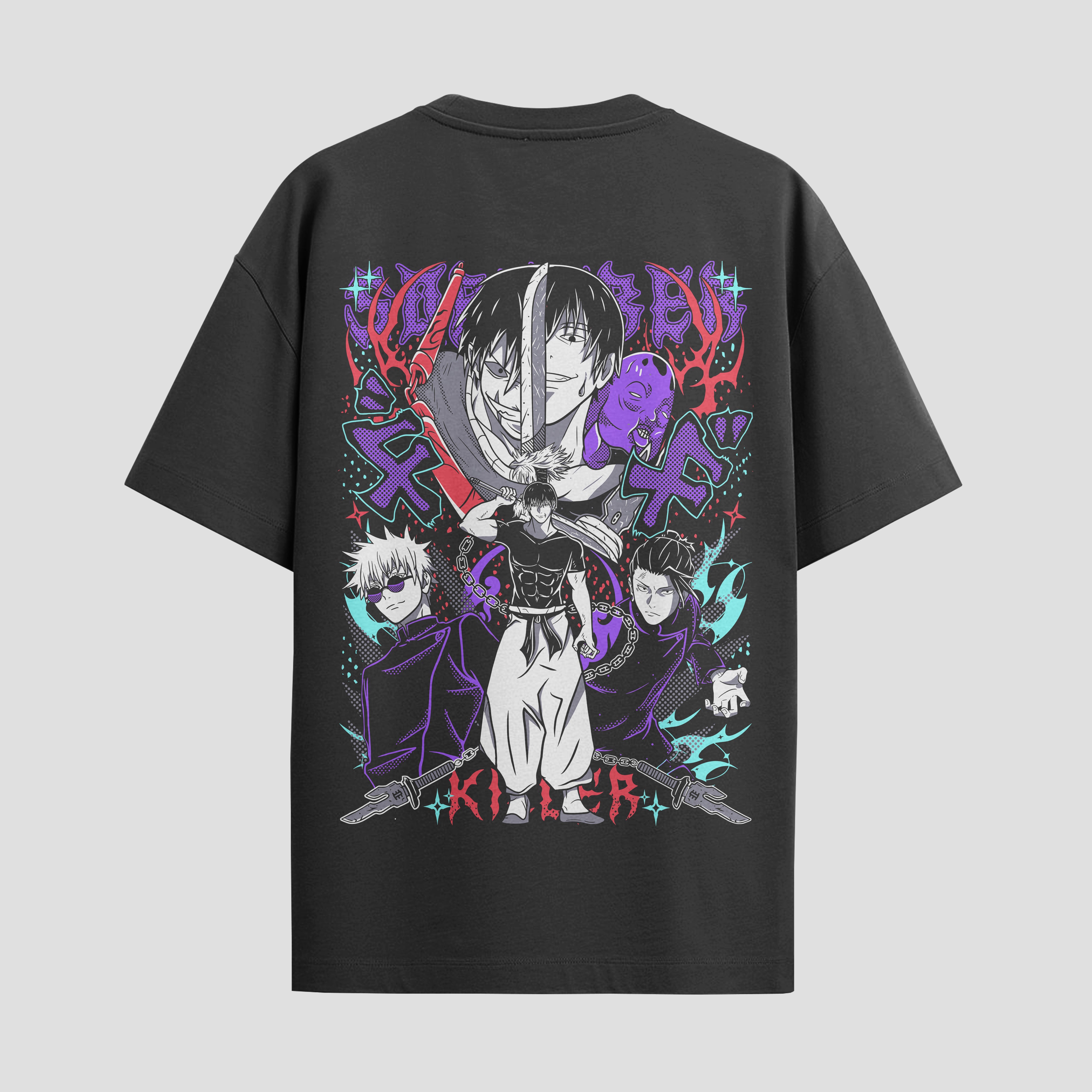 Playera urbana de anime y gaming ExtraLife MX, corte Standard Fit unisex ligero y transpirable en color Deep Black y Pure White, ropa de uso diario para gym y casual.