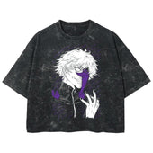 Playera streetwear premium de anime y gaming ExtraLife MX, corte boxy deluxe mineral wash heavyweight en color Acid Wash, moda urbana mexicana de culto.