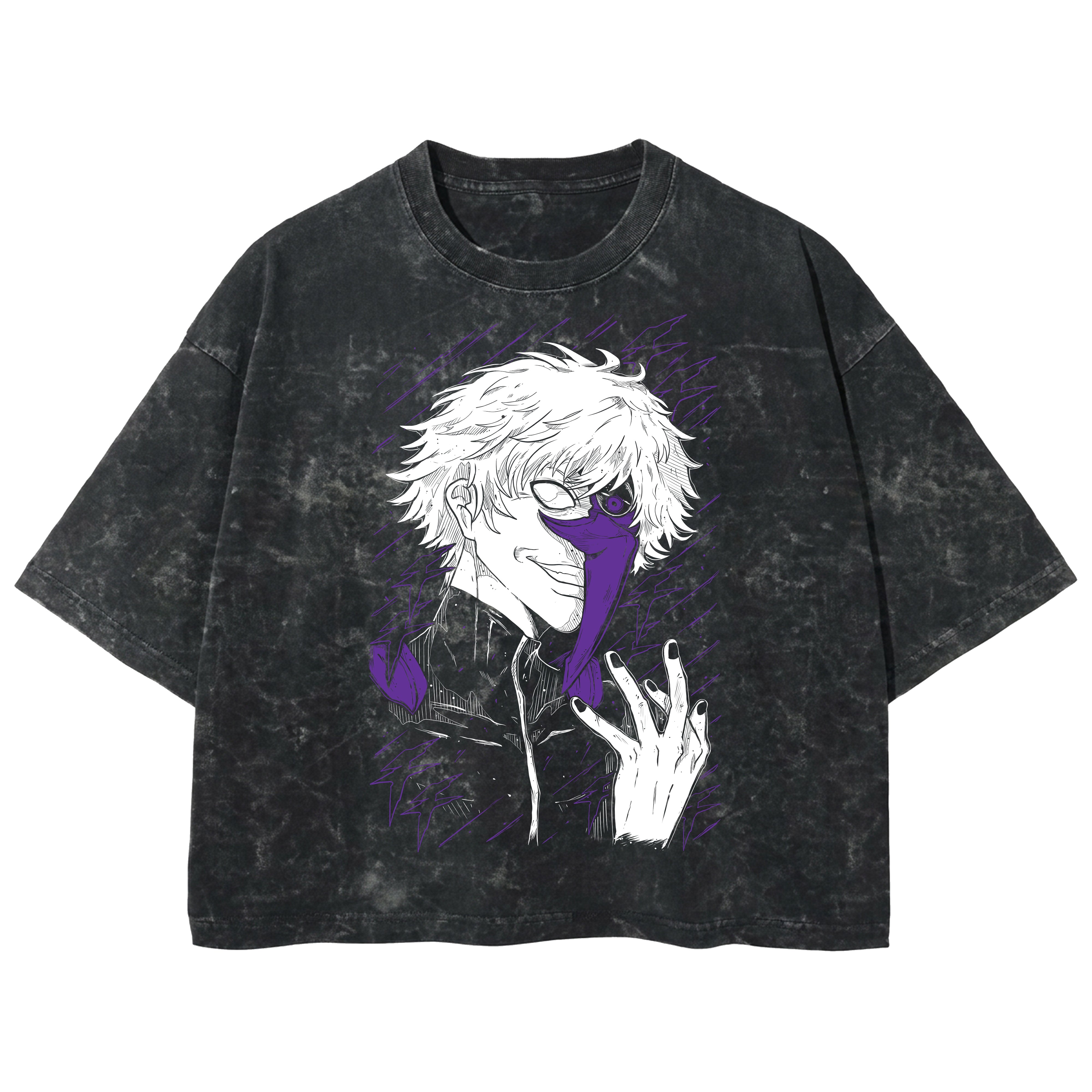 Playera streetwear premium de anime y gaming ExtraLife MX, corte boxy deluxe mineral wash heavyweight en color Acid Wash, moda urbana mexicana de culto.