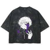 Playera streetwear premium de anime y gaming ExtraLife MX, corte boxy deluxe mineral wash heavyweight en color Acid Wash, moda urbana mexicana de culto.