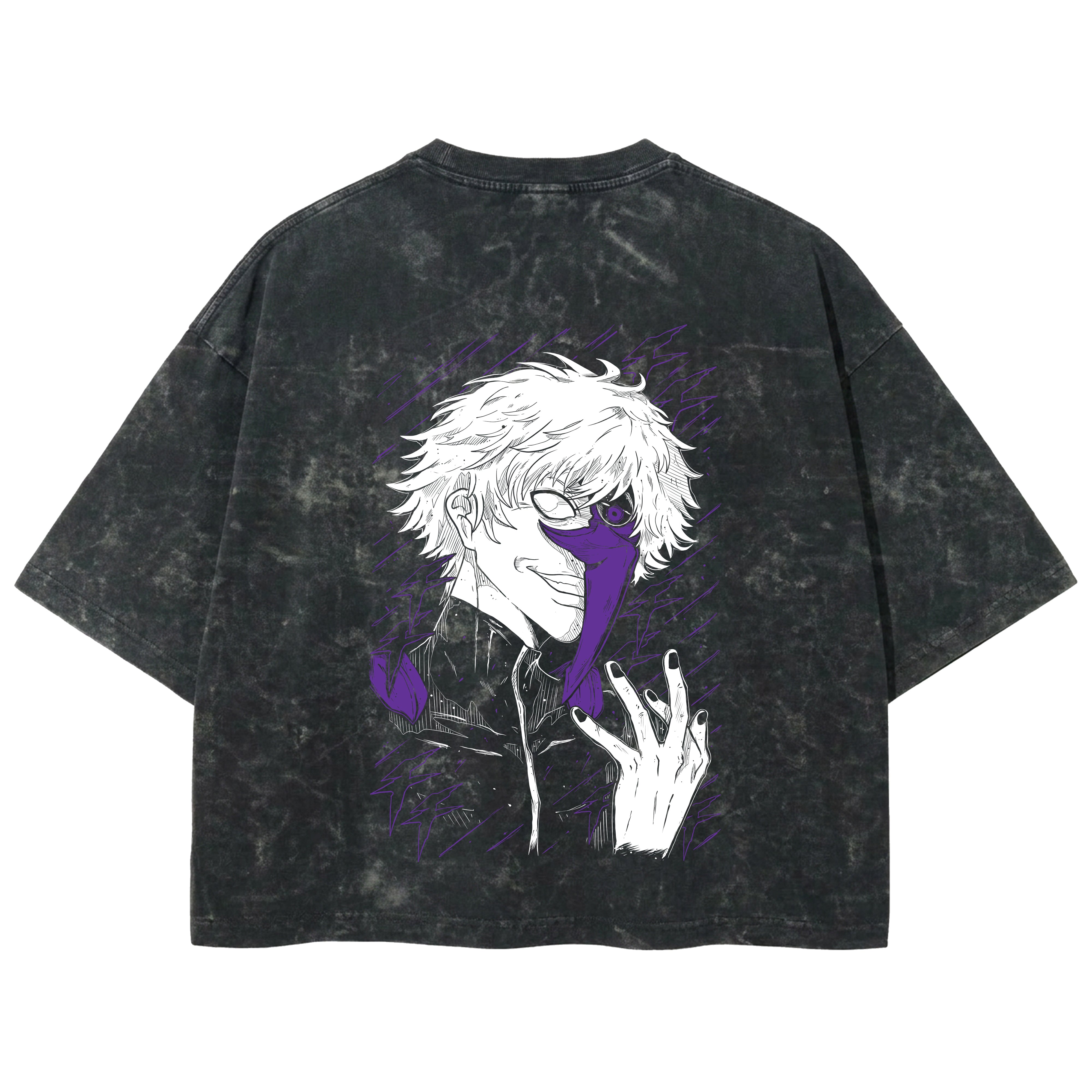 Playera streetwear premium de anime y gaming ExtraLife MX, corte boxy deluxe mineral wash heavyweight en color Acid Wash, moda urbana mexicana de culto.