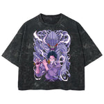 Playera streetwear premium de anime y gaming ExtraLife MX, corte boxy deluxe mineral wash heavyweight en color Acid Wash, moda urbana mexicana de culto.