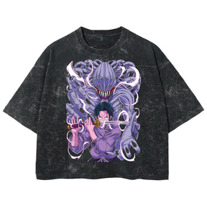 Playera streetwear premium de anime y gaming ExtraLife MX, corte boxy deluxe mineral wash heavyweight en color Acid Wash, moda urbana mexicana de culto.