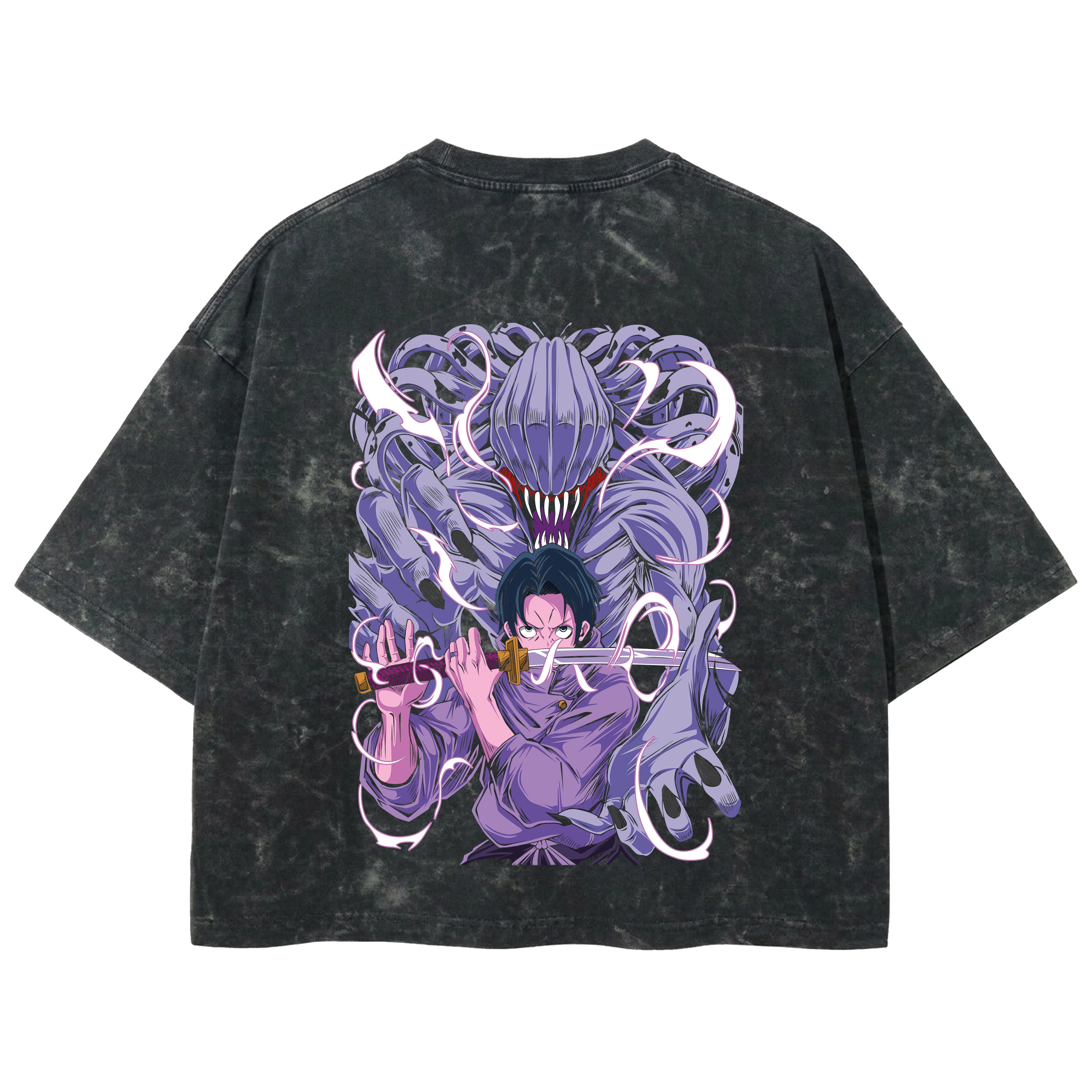Playera streetwear premium de anime y gaming ExtraLife MX, corte boxy deluxe mineral wash heavyweight en color Acid Wash, moda urbana mexicana de culto.