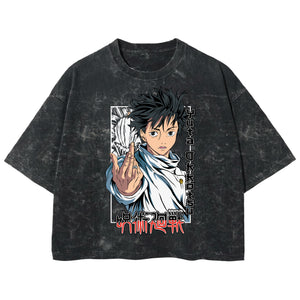 Playera streetwear premium de anime y gaming ExtraLife MX, corte boxy deluxe mineral wash heavyweight en color Acid Wash, moda urbana mexicana de culto.