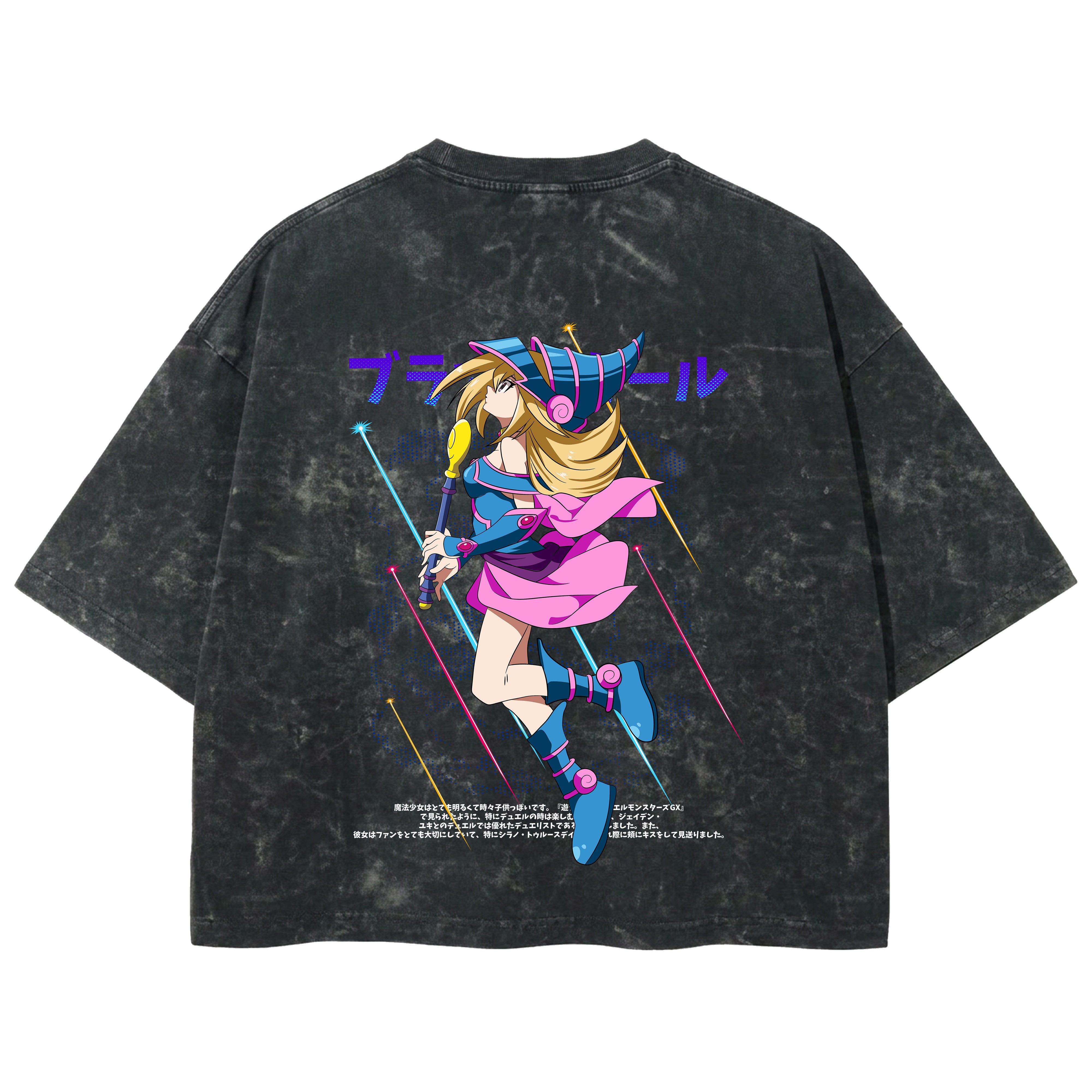 Playera streetwear premium de anime y gaming ExtraLife MX, corte boxy deluxe mineral wash heavyweight en color Acid Wash, moda urbana mexicana de culto.