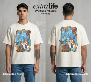 El Duelo de los Destinos | Dios del Tormento #04688 - Playera Oversized Premium | Off White - Foto en modelo