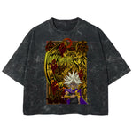 Playera streetwear premium de anime y gaming ExtraLife MX, corte boxy deluxe mineral wash heavyweight en color Acid Wash, moda urbana mexicana de culto.