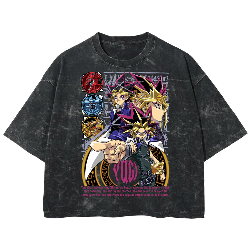 Playera streetwear premium de anime y gaming ExtraLife MX, corte boxy deluxe mineral wash heavyweight en color Acid Wash, moda urbana mexicana de culto.