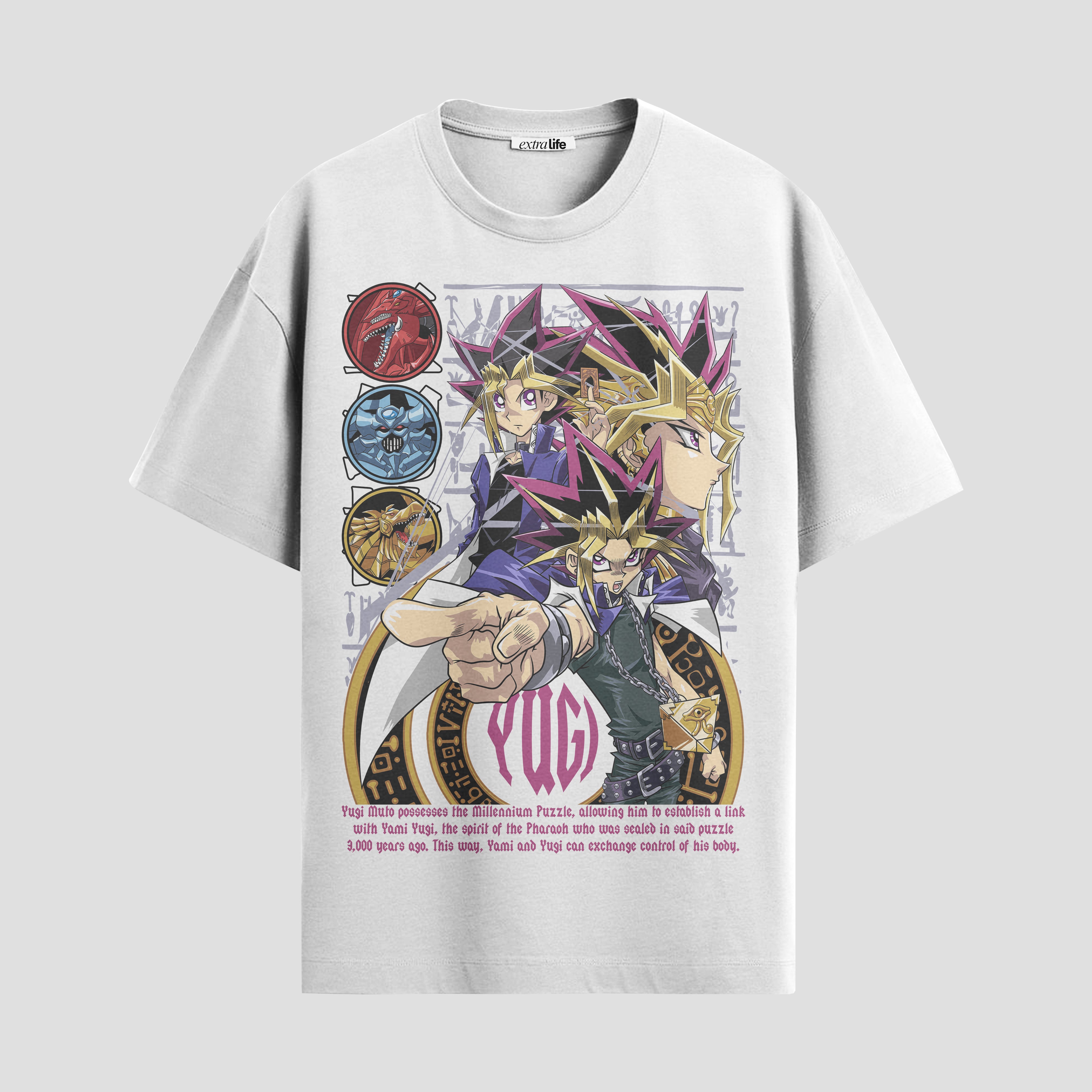 Playera urbana de anime y gaming ExtraLife MX, corte Standard Fit unisex ligero y transpirable en color Deep Black y Pure White, ropa de uso diario para gym y casual.