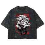 Playera streetwear premium de anime y gaming ExtraLife MX, corte boxy deluxe mineral wash heavyweight en color Acid Wash, moda urbana mexicana de culto.