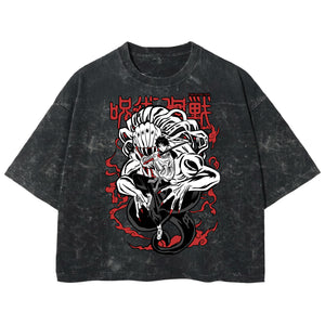 Playera streetwear premium de anime y gaming ExtraLife MX, corte boxy deluxe mineral wash heavyweight en color Acid Wash, moda urbana mexicana de culto.