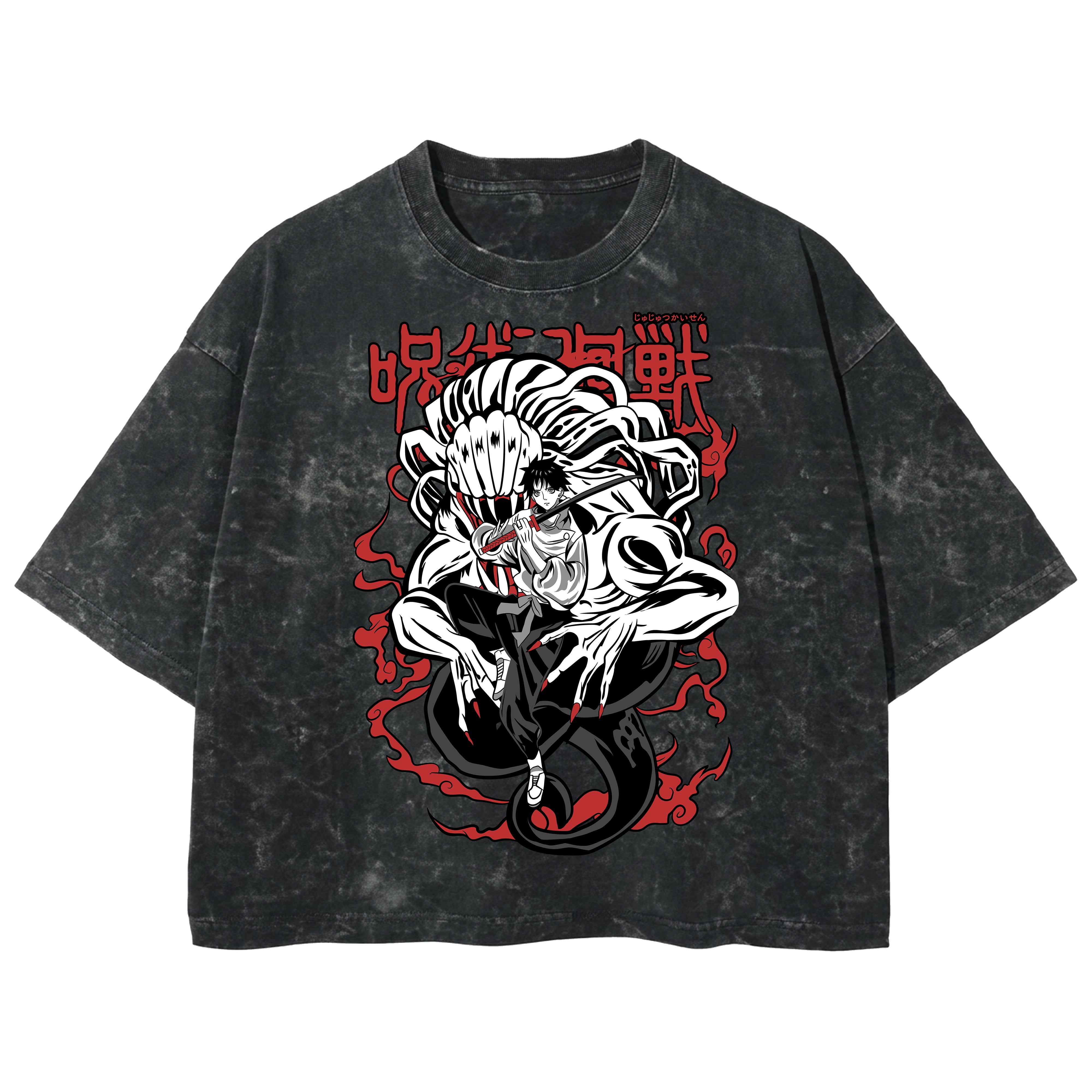 Playera streetwear premium de anime y gaming ExtraLife MX, corte boxy deluxe mineral wash heavyweight en color Acid Wash, moda urbana mexicana de culto.