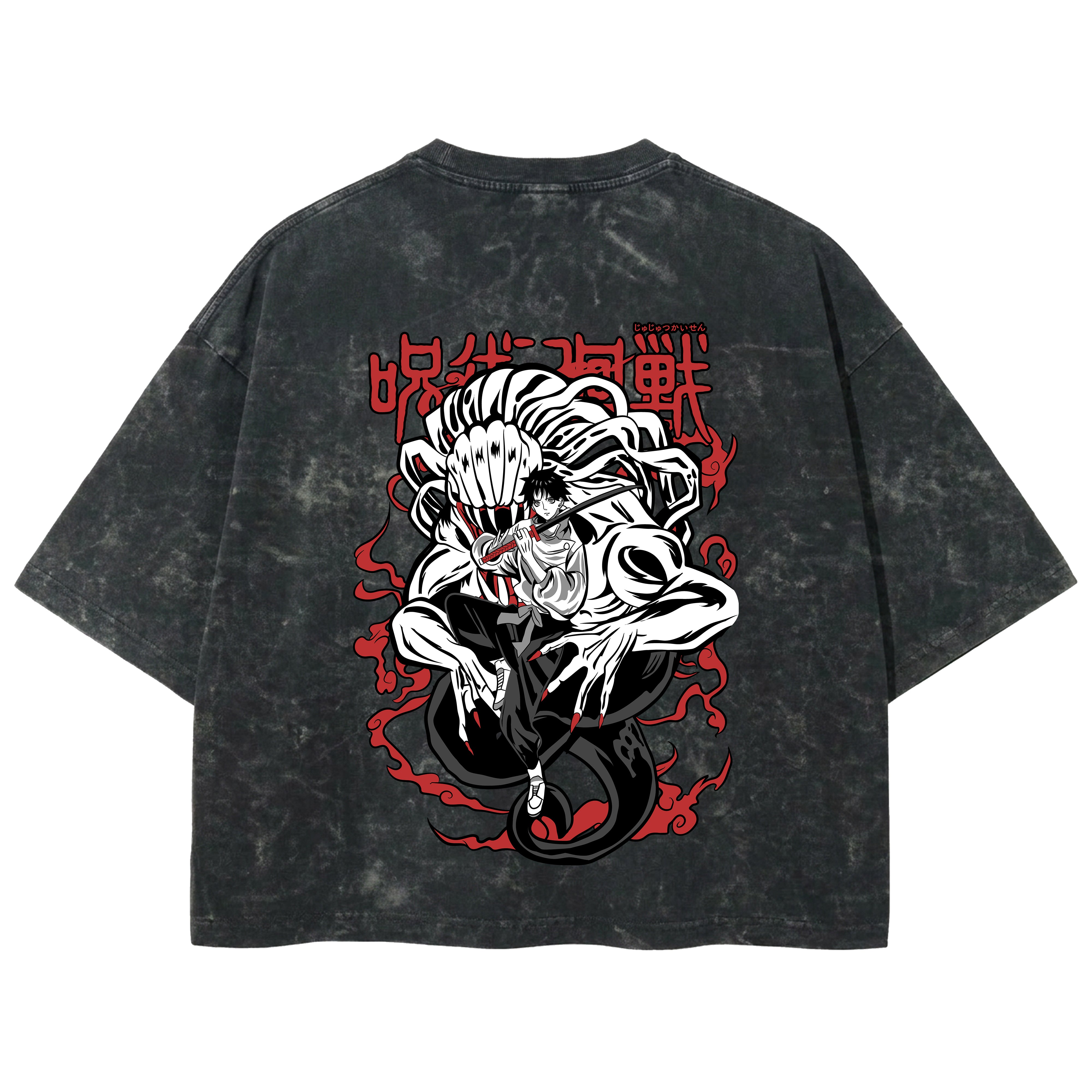 Playera streetwear premium de anime y gaming ExtraLife MX, corte boxy deluxe mineral wash heavyweight en color Acid Wash, moda urbana mexicana de culto.