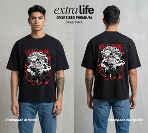 El Arte de las Maldiciones | Amor y Maldición #04693 - Playera Oversized Premium | Deep Black - Foto en modelo