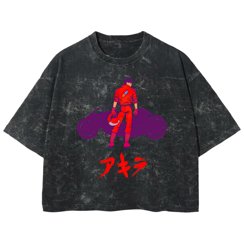 Playera streetwear premium de anime y gaming ExtraLife MX, corte boxy deluxe mineral wash heavyweight en color Acid Wash, moda urbana mexicana de culto.