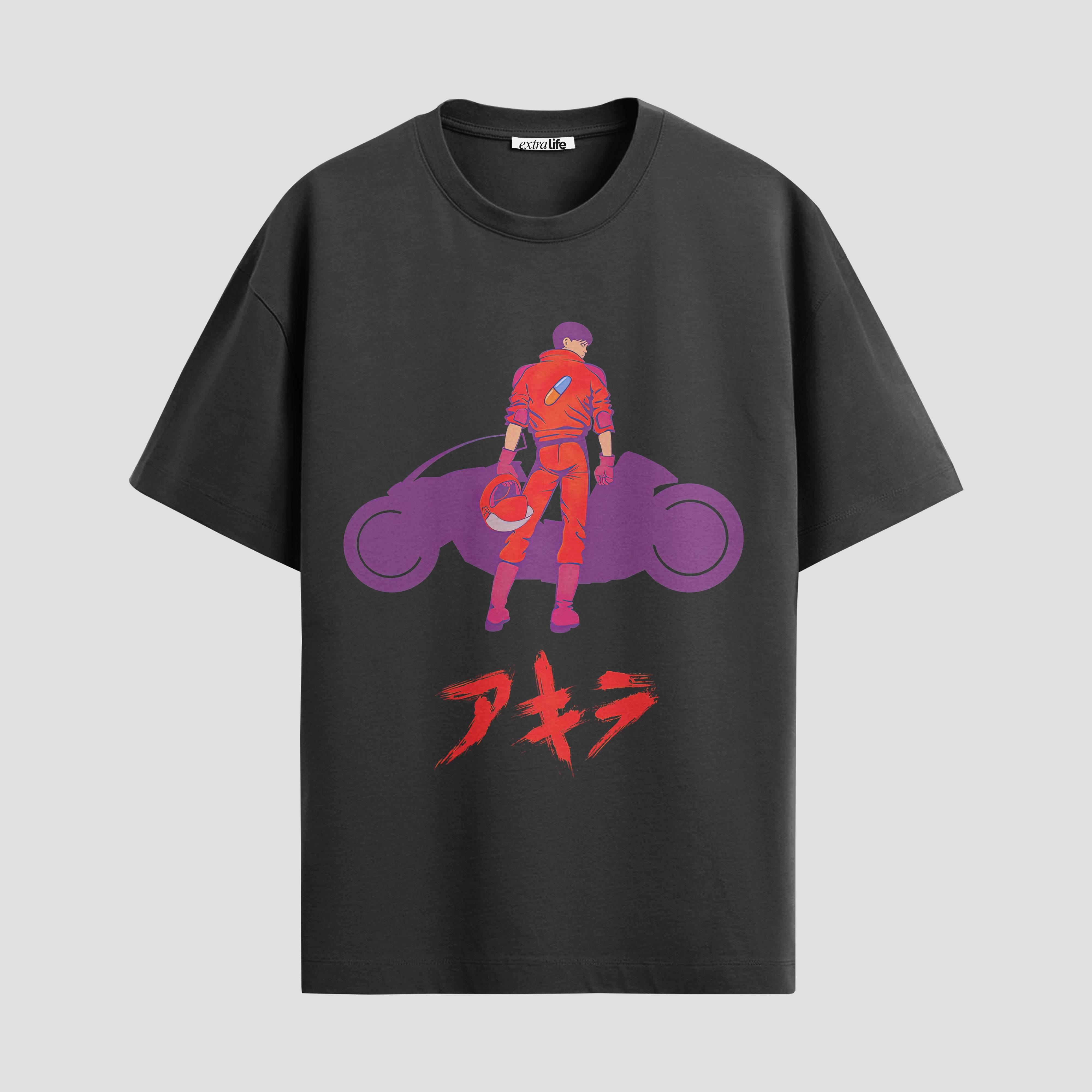 Playera urbana de anime y gaming ExtraLife MX, corte Standard Fit unisex ligero y transpirable en color Deep Black y Pure White, ropa de uso diario para gym y casual.