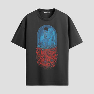 Playera urbana de anime y gaming ExtraLife MX, corte Standard Fit unisex ligero y transpirable en color Deep Black y Pure White, ropa de uso diario para gym y casual.