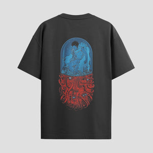 Playera urbana de anime y gaming ExtraLife MX, corte Standard Fit unisex ligero y transpirable en color Deep Black y Pure White, ropa de uso diario para gym y casual.