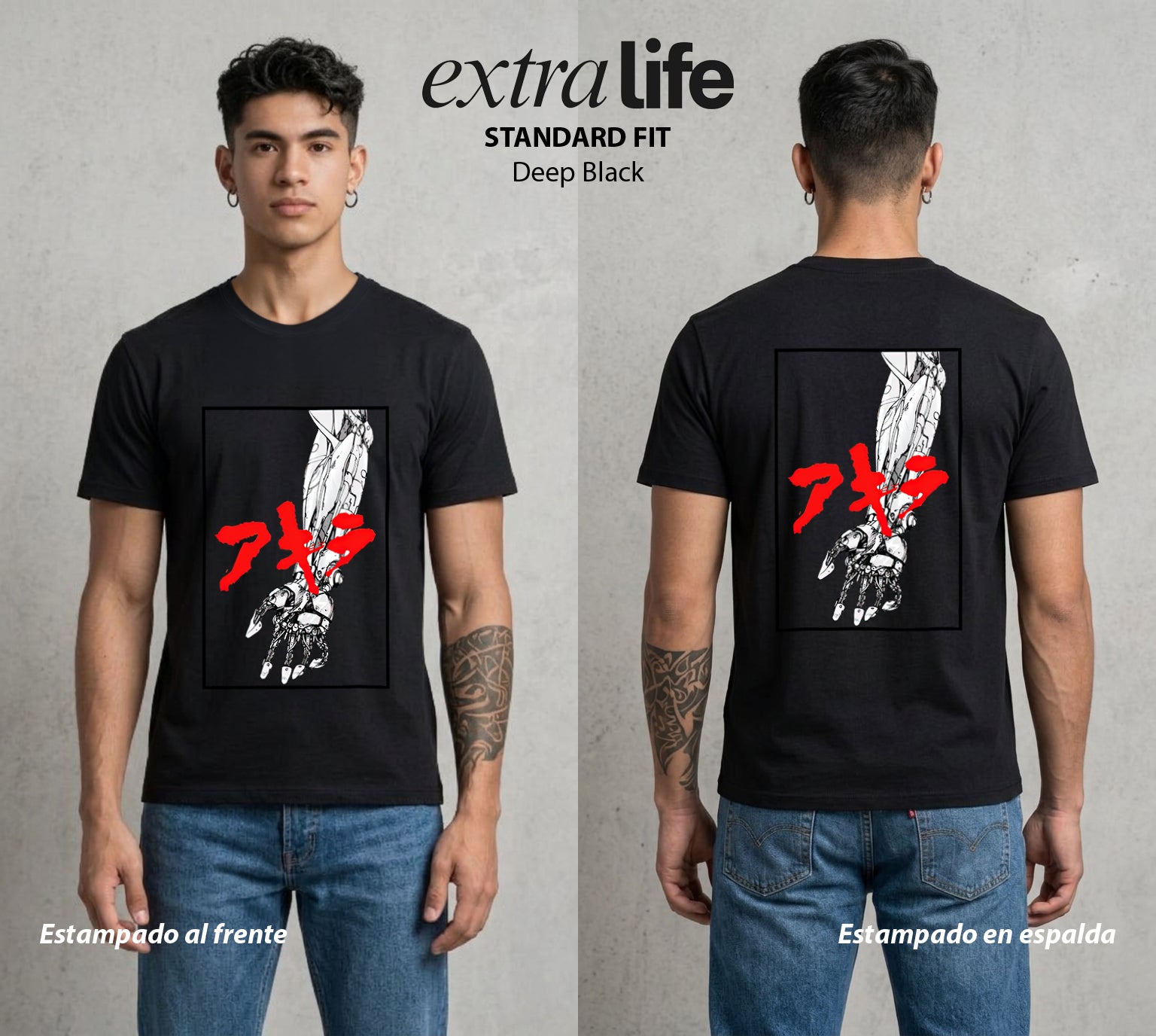 Neo Tokyo | Motocicleta del Futuro #04698 - Playera Standard Fit | Deep Black - Foto en modelo