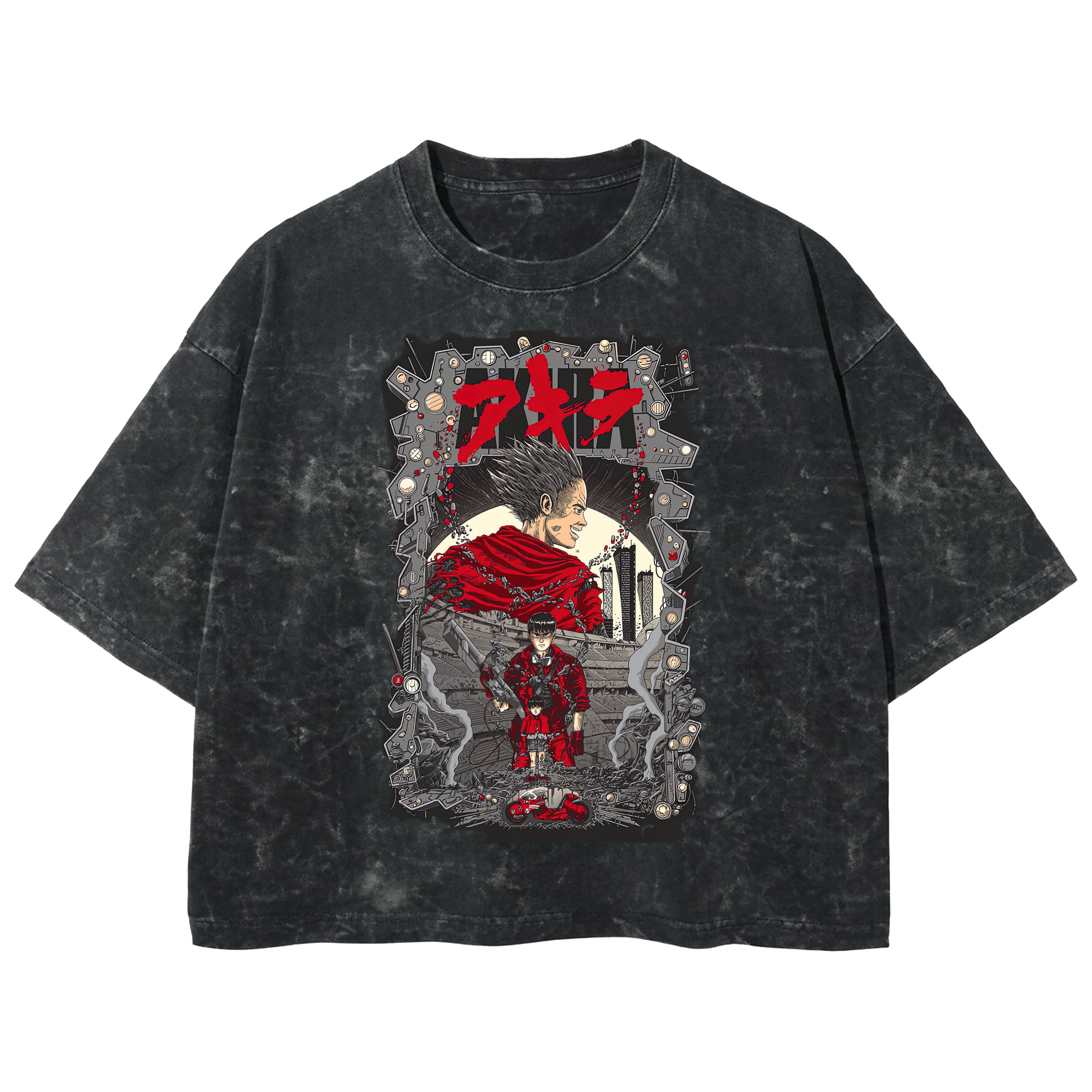 Playera streetwear premium de anime y gaming ExtraLife MX, corte boxy deluxe mineral wash heavyweight en color Acid Wash, moda urbana mexicana de culto.