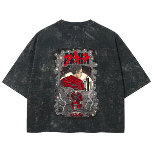 Playera streetwear premium de anime y gaming ExtraLife MX, corte boxy deluxe mineral wash heavyweight en color Acid Wash, moda urbana mexicana de culto.