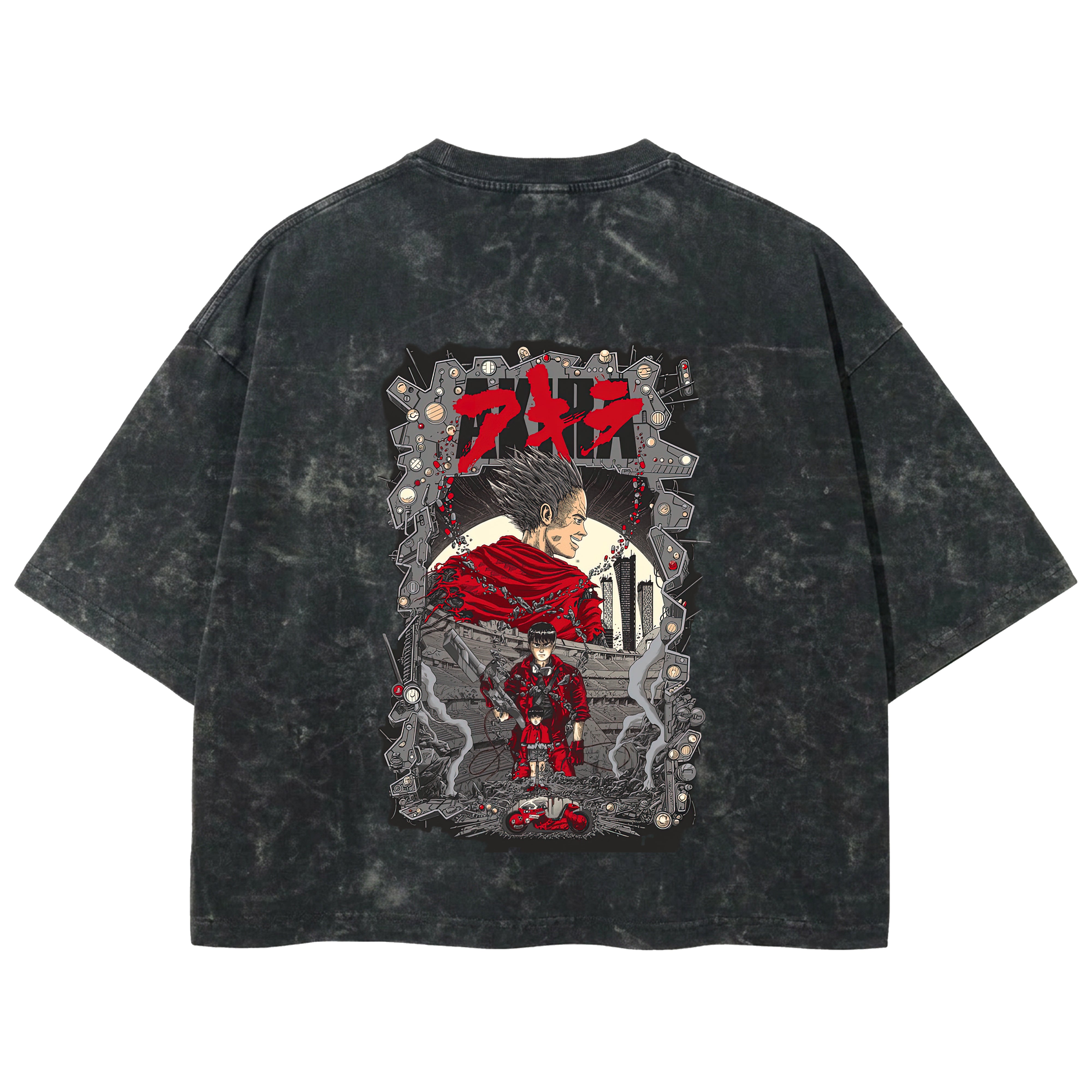 Playera streetwear premium de anime y gaming ExtraLife MX, corte boxy deluxe mineral wash heavyweight en color Acid Wash, moda urbana mexicana de culto.