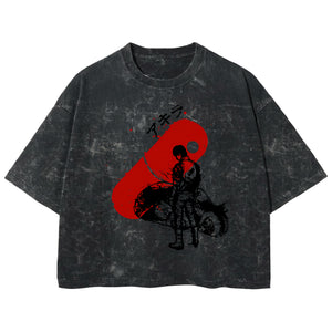 Playera streetwear premium de anime y gaming ExtraLife MX, corte boxy deluxe mineral wash heavyweight en color Acid Wash, moda urbana mexicana de culto.